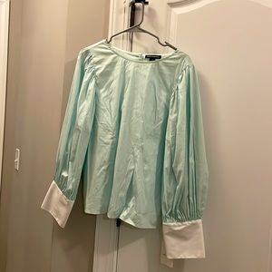 Something Navy Mint Green Blouse with sleeves